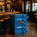 SOLARA Container-Style Waste Bin Iron Construction Detachable Ashtray Removable Inner Bin for Cafe Bar Restaurant & Studio - Blue