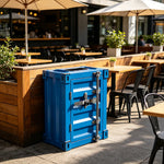SOLARA Container-Style Waste Bin Iron Construction Detachable Ashtray Removable Inner Bin for Cafe Bar Restaurant & Studio - Blue