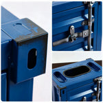 SOLARA Container-Style Waste Bin Iron Construction Detachable Ashtray Removable Inner Bin for Cafe Bar Restaurant & Studio - Blue