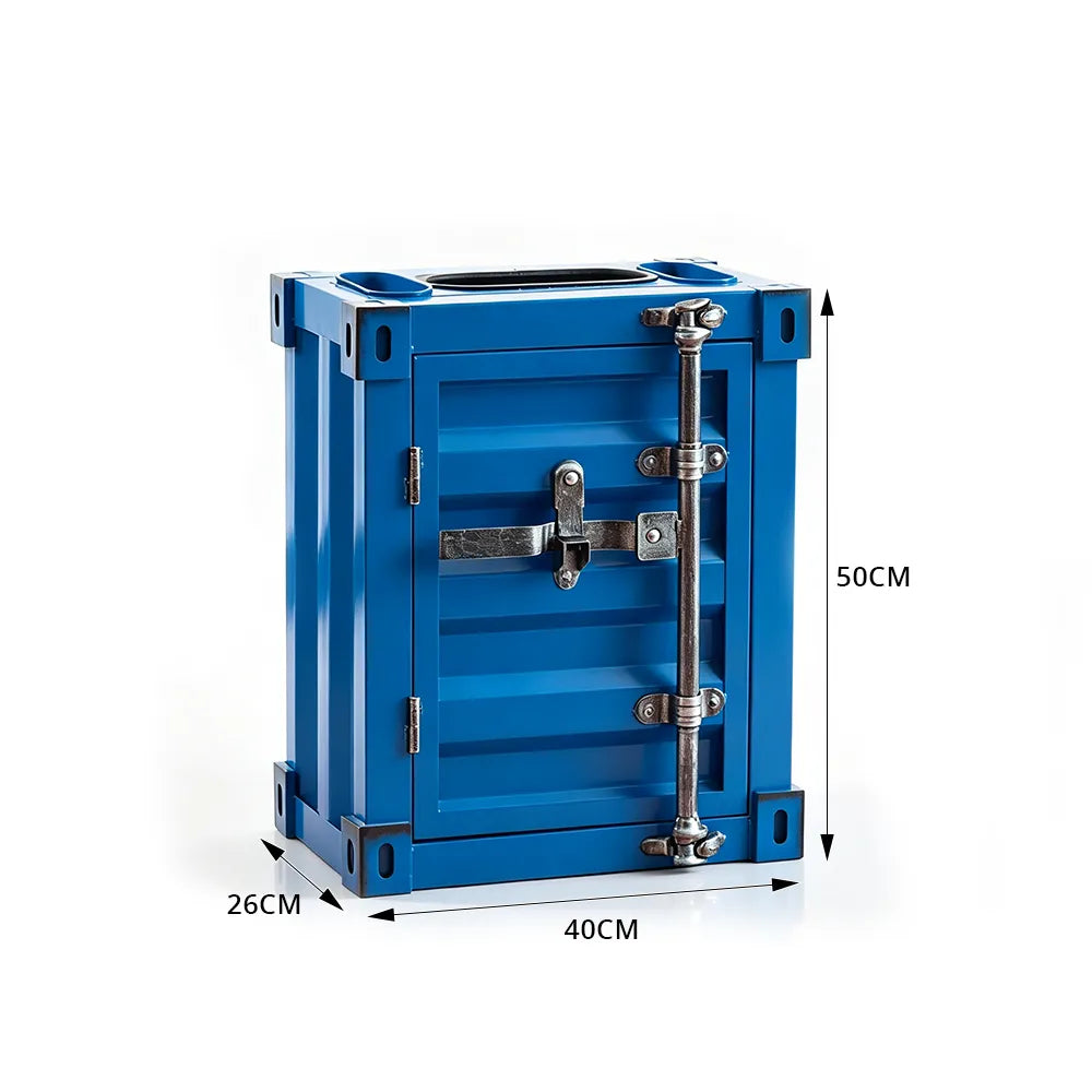 SOLARA Container-Style Waste Bin Iron Construction Detachable Ashtray Removable Inner Bin for Cafe Bar Restaurant & Studio - Blue
