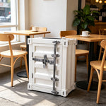 SOLARA Container-Style Waste Bin Iron Construction Detachable Ashtray Removable Inner Bin for Cafe Bar Restaurant & Studio - White