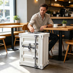 SOLARA Container-Style Waste Bin Iron Construction Detachable Ashtray Removable Inner Bin for Cafe Bar Restaurant & Studio - White