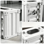 SOLARA Container-Style Waste Bin Iron Construction Detachable Ashtray Removable Inner Bin for Cafe Bar Restaurant & Studio - White