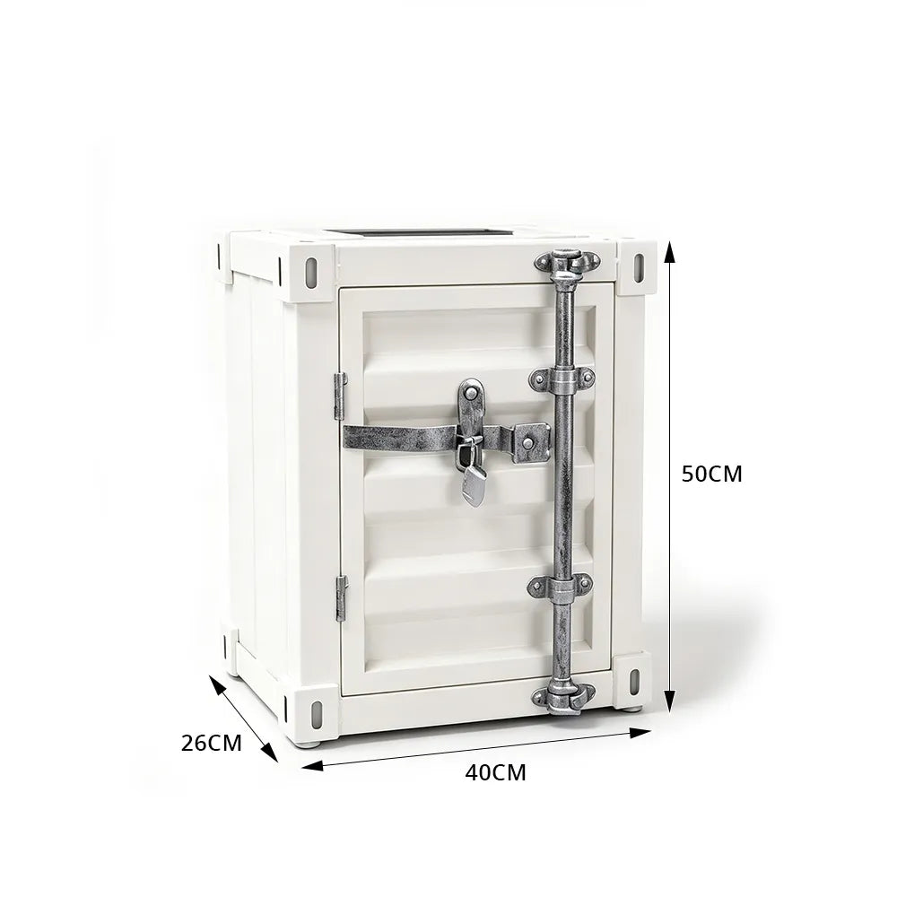 SOLARA Container-Style Waste Bin Iron Construction Detachable Ashtray Removable Inner Bin for Cafe Bar Restaurant & Studio - White