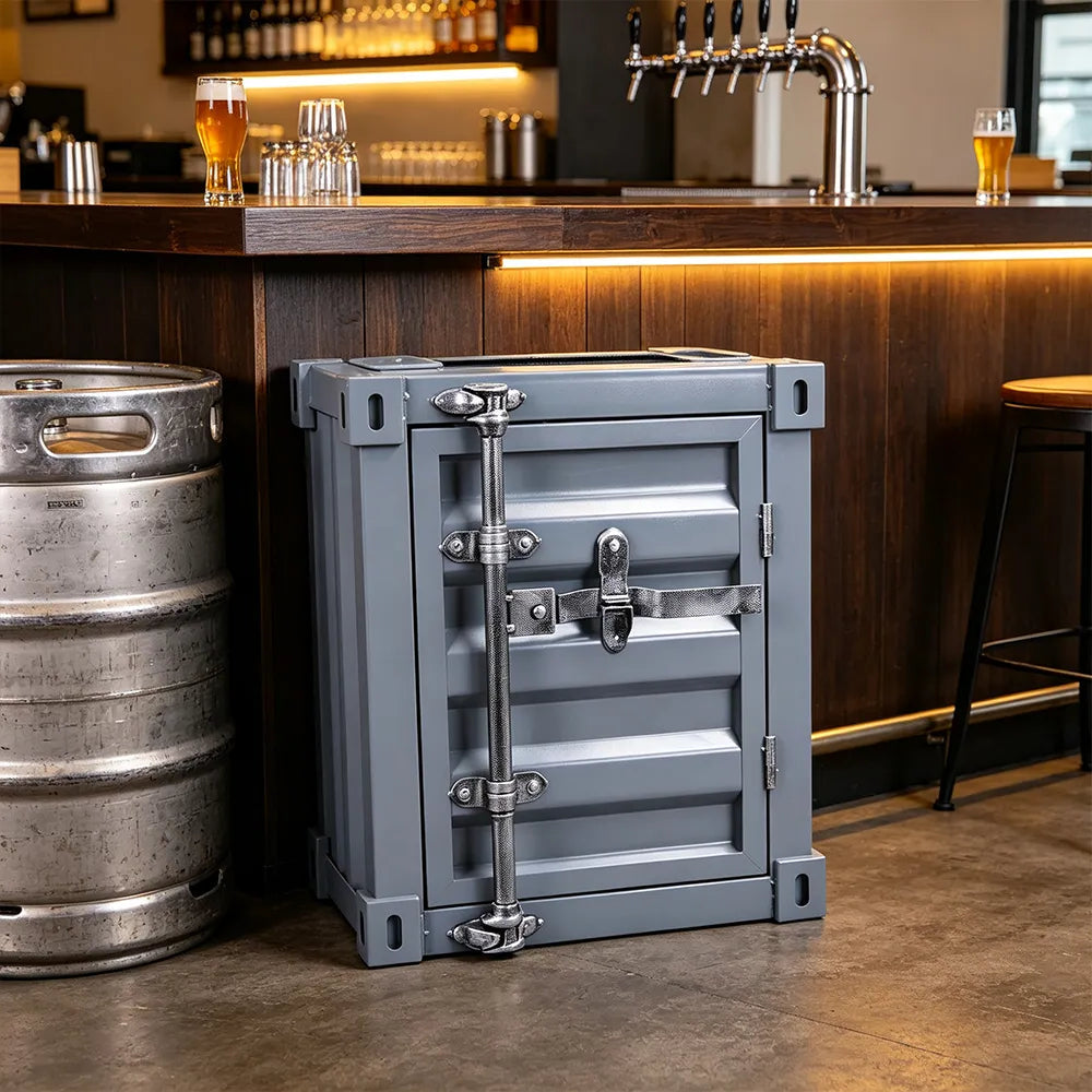 SOLARA Container-Style Waste Bin Iron Construction Detachable Ashtray Removable Inner Bin for Cafe Bar Restaurant & Studio - Grey