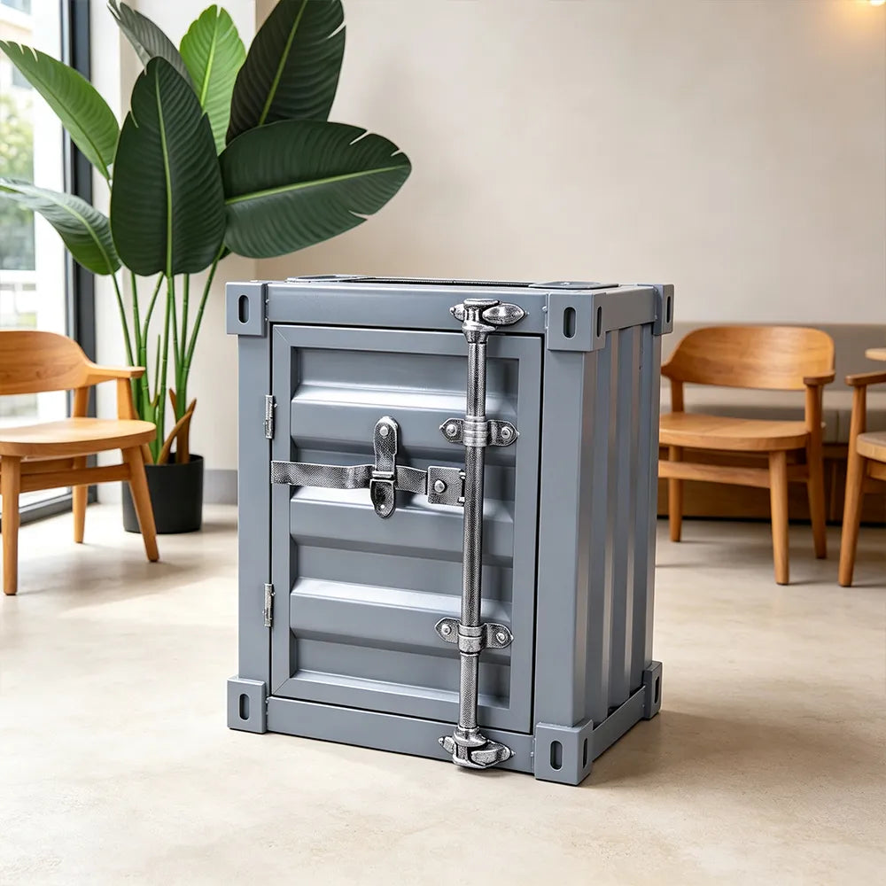SOLARA Container-Style Waste Bin Iron Construction Detachable Ashtray Removable Inner Bin for Cafe Bar Restaurant & Studio - Grey