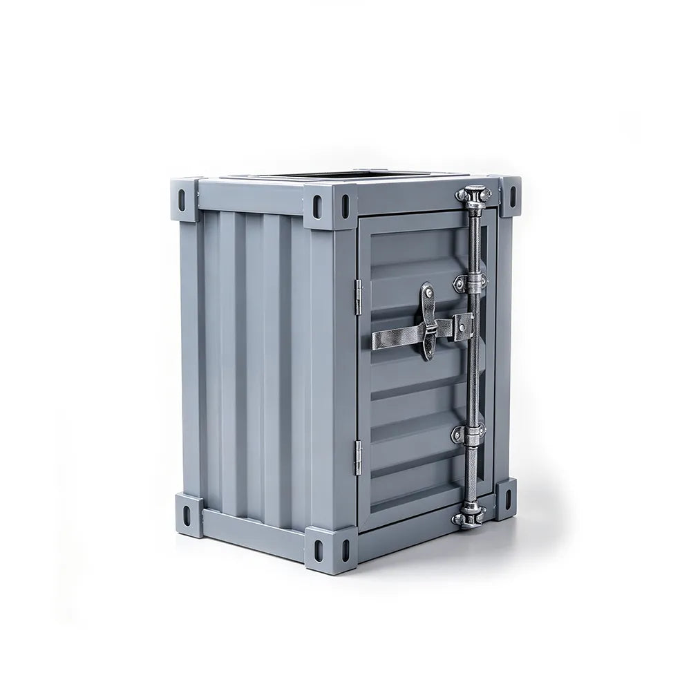 SOLARA Container-Style Waste Bin Iron Construction Detachable Ashtray Removable Inner Bin for Cafe Bar Restaurant & Studio - Grey