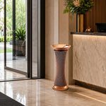 SOLARA Artistic Stainless Steel Waste Bin Mirror Polished Double Bin Removable Ashtray for Hotel Lobby Office & Commercial Spaces - Pink