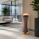 SOLARA Artistic Stainless Steel Waste Bin Mirror Polished Double Bin Removable Ashtray for Hotel Lobby Office & Commercial Spaces - Pink