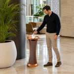 SOLARA Artistic Stainless Steel Waste Bin Mirror Polished Double Bin Removable Ashtray for Hotel Lobby Office & Commercial Spaces - Pink