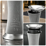 SOLARA Artistic Stainless Steel Waste Bin Mirror Polished Double Bin Removable Ashtray for Hotel Lobby Office & Commercial Spaces - White