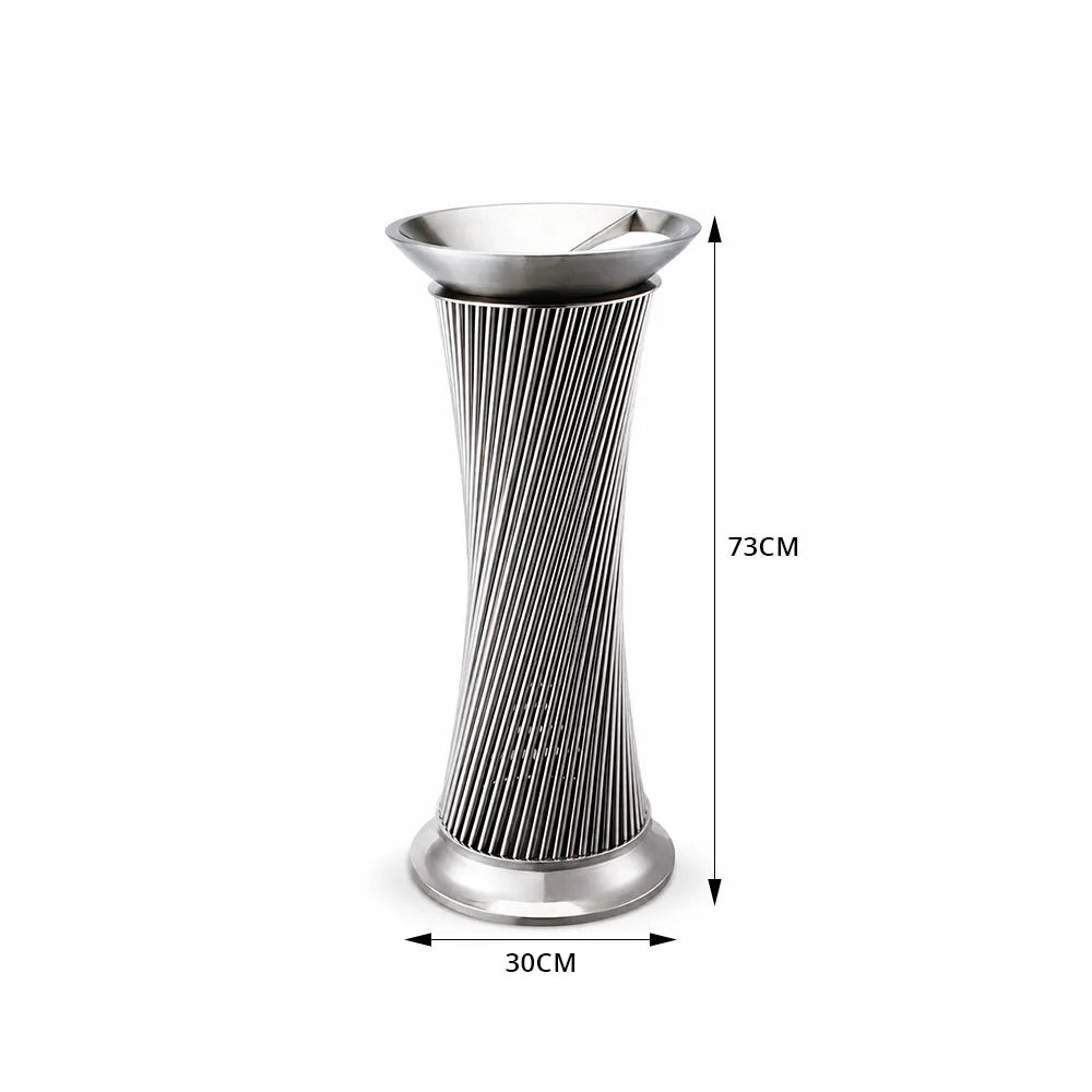 SOLARA Artistic Stainless Steel Waste Bin Mirror Polished Double Bin Removable Ashtray for Hotel Lobby Office & Commercial Spaces - White