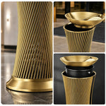 SOLARA Artistic Stainless Steel Waste Bin Mirror Polished Double Bin Removable Ashtray for Hotel Lobby Office & Commercial Spaces - Gold