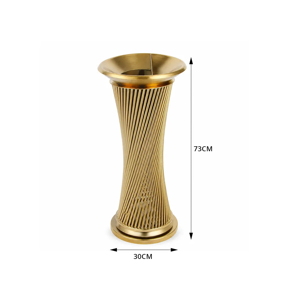 SOLARA Artistic Stainless Steel Waste Bin Mirror Polished Double Bin Removable Ashtray for Hotel Lobby Office & Commercial Spaces - Gold