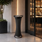 SOLARA Artistic Stainless Steel Waste Bin Mirror Polished Double Bin Removable Ashtray for Hotel Lobby Office & Commercial Spaces - Black