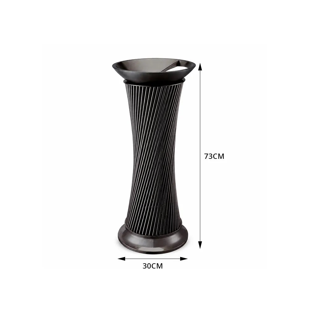SOLARA Artistic Stainless Steel Waste Bin Mirror Polished Double Bin Removable Ashtray for Hotel Lobby Office & Commercial Spaces - Black