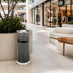 SOLARA Artistic Stainless Steel Waste Bin Slim Waist Design Mirror Polished Double Bin Removable Ashtray for Hotel Office Lobby - White