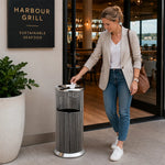 SOLARA Artistic Stainless Steel Waste Bin Slim Waist Design Mirror Polished Double Bin Removable Ashtray for Hotel Office Lobby - White