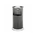 SOLARA Artistic Stainless Steel Waste Bin Slim Waist Design Mirror Polished Double Bin Removable Ashtray for Hotel Office Lobby - White