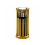 SOLARA Artistic Stainless Steel Waste Bin Slim Waist Design Mirror Polished Double Bin Removable Ashtray for Hotel Office Lobby - Gold