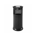 SOLARA Artistic Stainless Steel Waste Bin Slim Waist Design Mirror Polished Double Bin Removable Ashtray for Hotel Office Lobby - Black