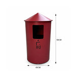 SOLARA Modern Outdoor Round Waste Bin Metal Inner Liner Large Capacity Freestanding Design for Hotel Lobby Public Area - Red
