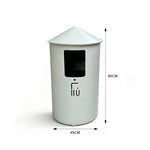 SOLARA Modern Outdoor Round Waste Bin Metal Inner Liner Large Capacity Freestanding Design for Hotel Lobby Public Area - White