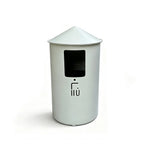 SOLARA Modern Outdoor Round Waste Bin Metal Inner Liner Large Capacity Freestanding Design for Hotel Lobby Public Area - White