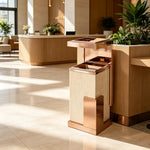 SOLARA Luxury Stone Texture Waste Bin Marble Finish Stainless Steel Inner Bin for Hotel Lobby Office Commercial Space - Pink&Yellow