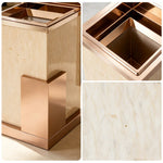 SOLARA Luxury Stone Texture Waste Bin Marble Finish Stainless Steel Inner Bin for Hotel Lobby Office Commercial Space - Pink&Yellow