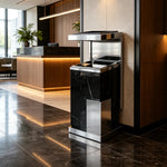 SOLARA Luxury Stone Texture Waste Bin Marble Finish Stainless Steel Inner Bin for Hotel Lobby Office Commercial Space - Black&Grey