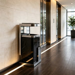 SOLARA Luxury Stone Texture Waste Bin Marble Finish Stainless Steel Inner Bin for Hotel Lobby Office Commercial Space - Black&Grey