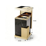SOLARA Luxury Stone Texture Waste Bin Marble Finish Stainless Steel Inner Bin for Hotel Lobby Office Commercial Space - Black&Gold