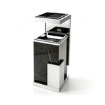 SOLARA Luxury Stone Texture Waste Bin Marble Finish Stainless Steel Inner Bin for Hotel Lobby Office Commercial Space - Black