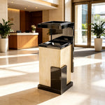 SOLARA Luxury Stone Texture Waste Bin Marble Finish Stainless Steel Inner Bin for Hotel Lobby Office Commercial Space - Black&Yellow