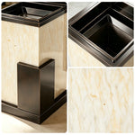 SOLARA Luxury Stone Texture Waste Bin Marble Finish Stainless Steel Inner Bin for Hotel Lobby Office Commercial Space - Black&Yellow