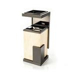 SOLARA Luxury Stone Texture Waste Bin Marble Finish Stainless Steel Inner Bin for Hotel Lobby Office Commercial Space - Black&Yellow