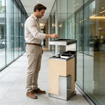 SOLARA Luxury Stone Texture Waste Bin Marble Finish Stainless Steel Inner Bin for Hotel Lobby Office Commercial Space - Yellow