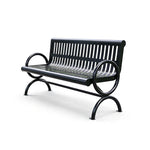 SOLARA Outdoor Public Bench Galvanised Steel Seat Durable Metal Frame for Park Garden Community Square Spaces - Black