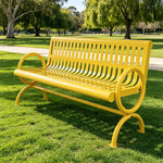 SOLARA Outdoor Public Bench Galvanised Steel Seat Durable Metal Frame for Park Garden Community Square Spaces - Yellow