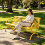 SOLARA Outdoor Public Bench Galvanised Steel Seat Durable Metal Frame for Park Garden Community Square Spaces - Yellow
