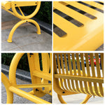 SOLARA Outdoor Public Bench Galvanised Steel Seat Durable Metal Frame for Park Garden Community Square Spaces - Yellow