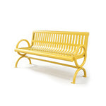 SOLARA Outdoor Public Bench Galvanised Steel Seat Durable Metal Frame for Park Garden Community Square Spaces - Yellow