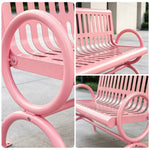 SOLARA Outdoor Public Bench Galvanised Steel Seat Durable Metal Frame for Park Garden Community Square Spaces - Pink