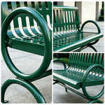 SOLARA Outdoor Public Bench Galvanised Steel Seat Durable Metal Frame for Park Garden Community Square Spaces - Green