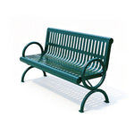 SOLARA Outdoor Public Bench Galvanised Steel Seat Durable Metal Frame for Park Garden Community Square Spaces - Green