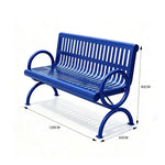 SOLARA Outdoor Public Bench Galvanised Steel Seat Durable Metal Frame for Park Garden Community Square Spaces - Blue