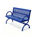 SOLARA Outdoor Public Bench Galvanised Steel Seat Durable Metal Frame for Park Garden Community Square Spaces - Blue