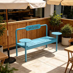 SOLARA Modern Iron Bench Space Saving Design Dual Side Tables for Lobby Waiting Area Retail Store & Reception Space - Blue