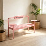 SOLARA Modern Iron Bench Space Saving Design Dual Side Tables for Lobby Waiting Area Retail Store & Reception Space - Pink